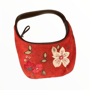 Fall winter Preston & York suede leather purse with floral Applique